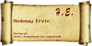 Hodossy Ervin névjegykártya